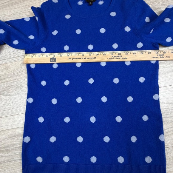Talbots Pure Cashmere Polka Dot Sweater Blue Crew Neck Long Sleeve Womens Medium - Picture 4 of 5